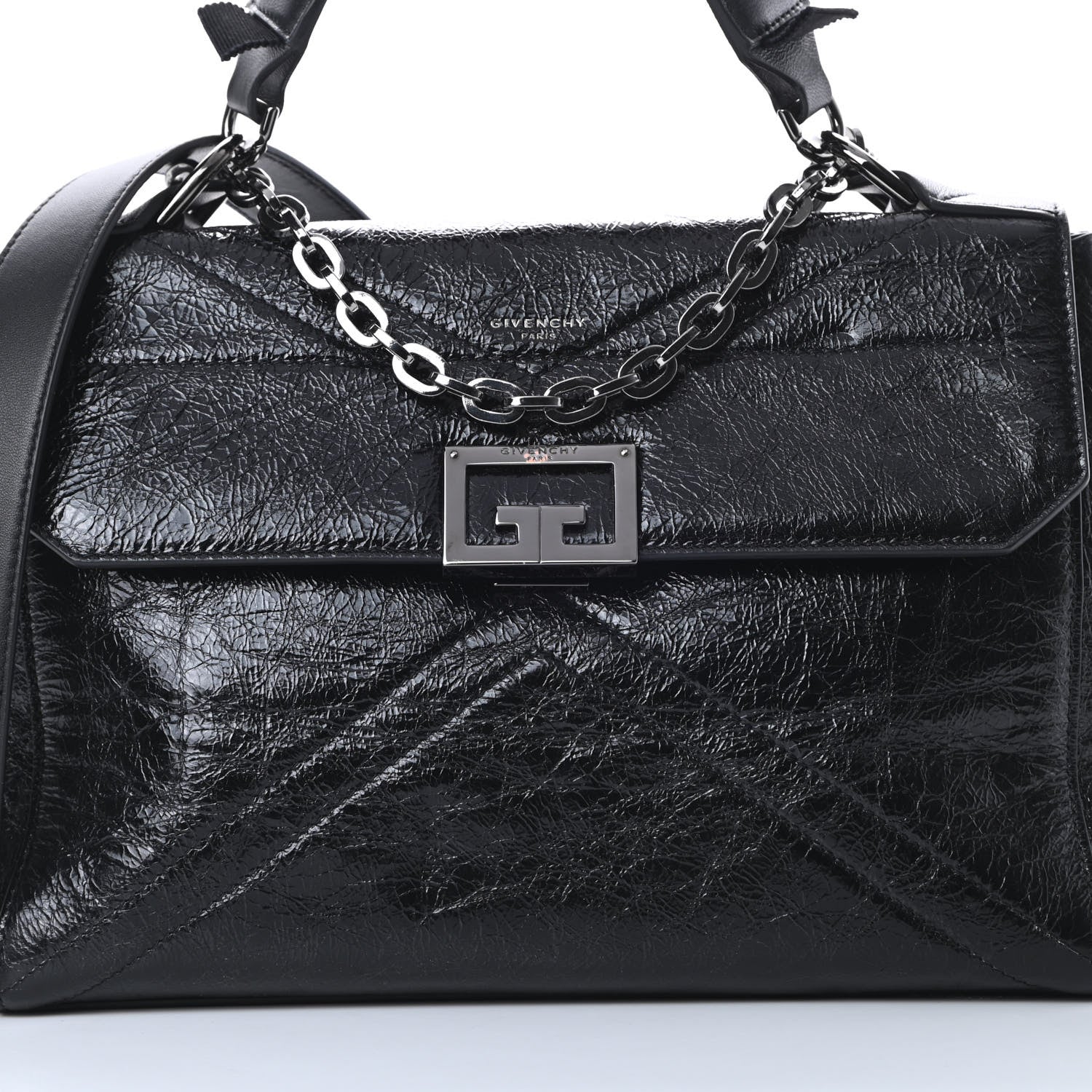 Givenchy Creased Patent Calfskin Medium ID Flap Black 7 of 10