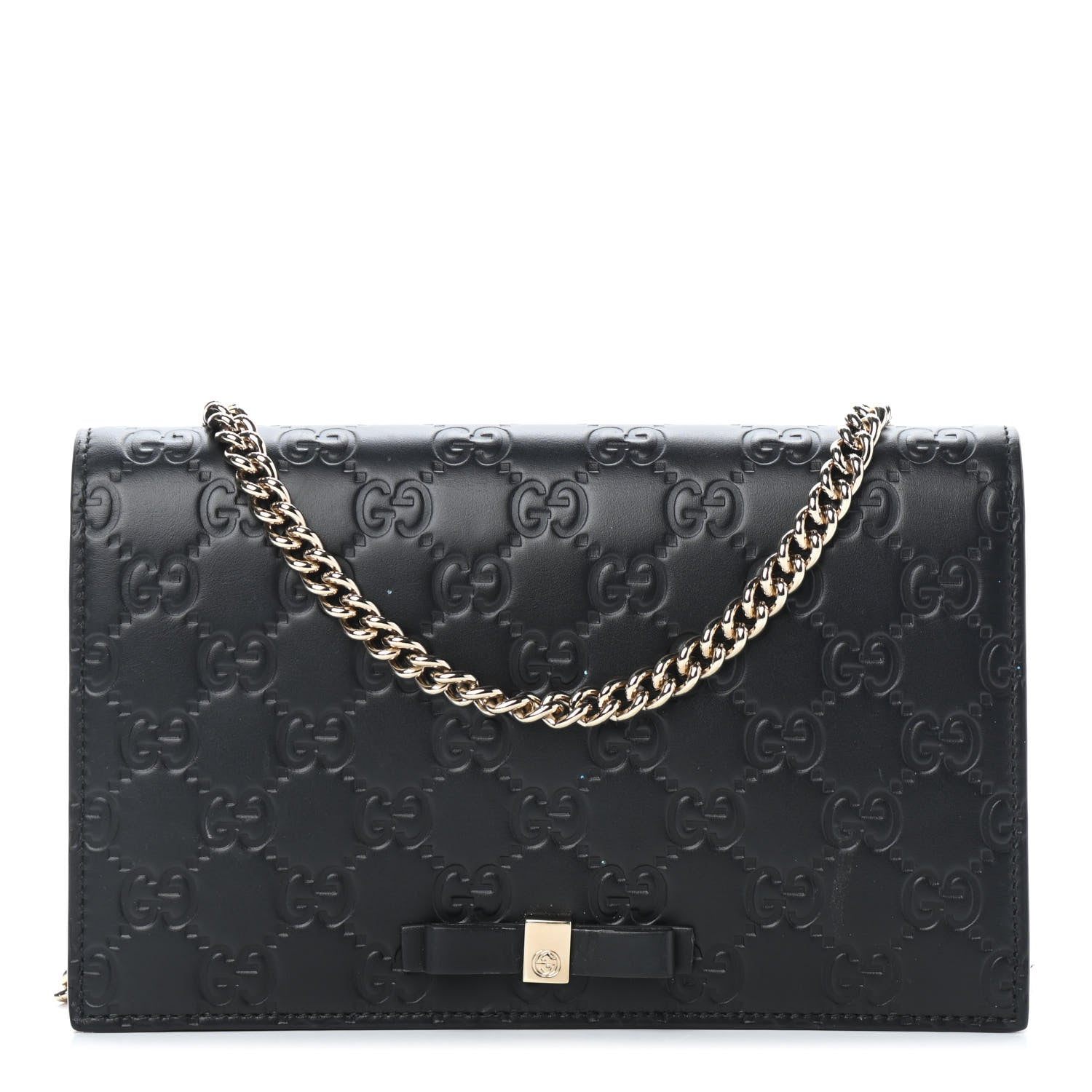 Gucci Guccissima Signature Bowy Chain Wallet Black 1 of 5