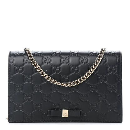 Gucci Guccissima Signature Bowy Chain Wallet Black 1 of 5