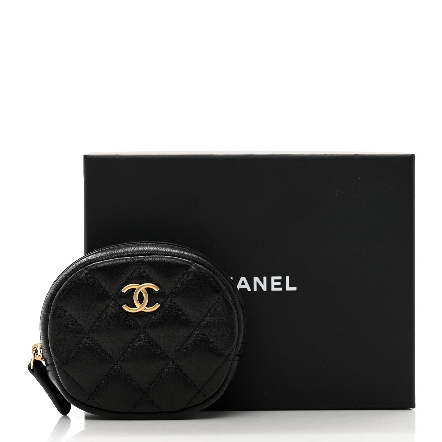 Chanel Lambskin Quilted Zip Around Classic Coin Purse Black 8 of 8