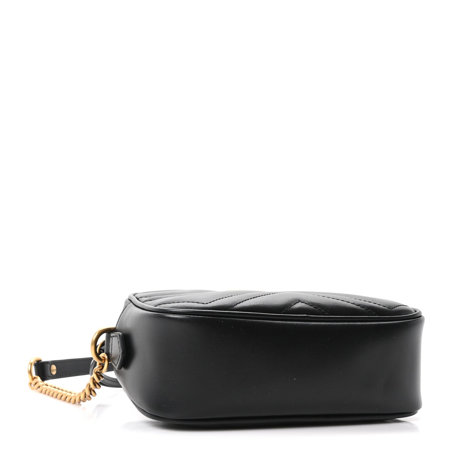 Gucci Calfskin Matelasse Mini GG Marmont Chain Shoulder Bag Black 4 of 11