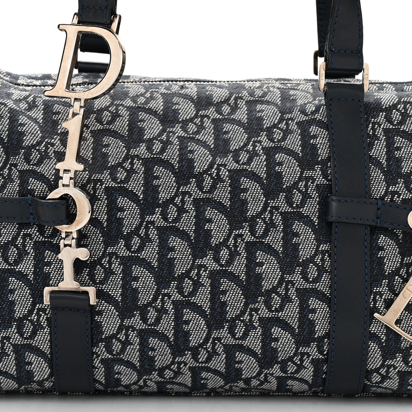 Denim Monogram Charms Shoulder Bag Blue