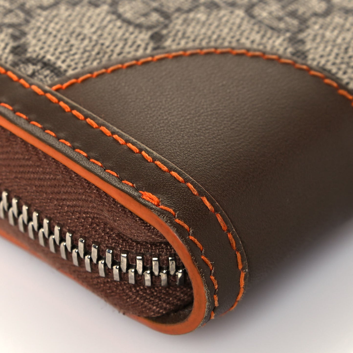 GG Supreme Monogram Web Zip Around Wallet Brown