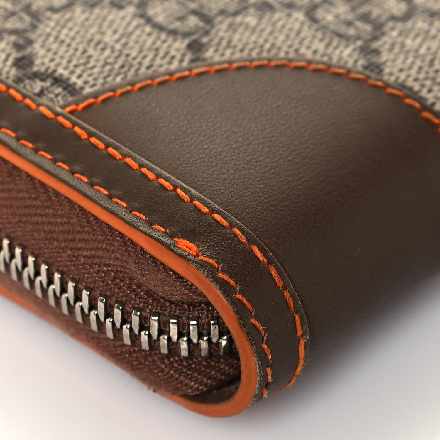 Gucci GG Supreme Monogram Web Zip Around Wallet Brown 9 of 13