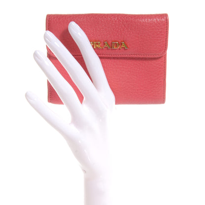 Prada Vitello Daino Compact Wallet Peonia 2 of 9