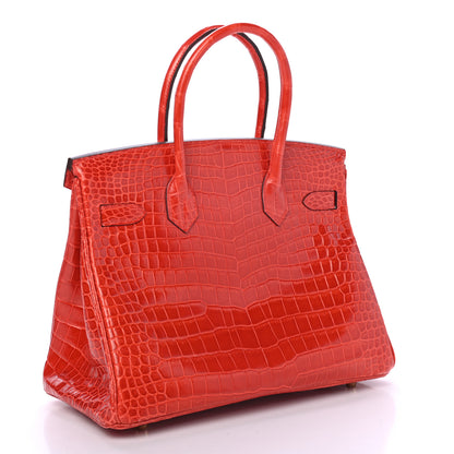 Hermes Shiny Porosus Crocodile Birkin 30 Geranium 1 of 9