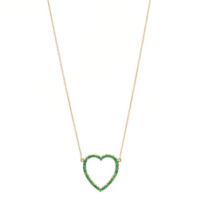 Jennifer Meyer 18K Yellow Gold Emerald Open Heart Pendant Necklace 1 of 7