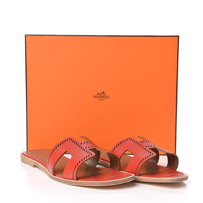 Hermes Patent Epsom Perforated Oran Sandals 40 8 of 8
