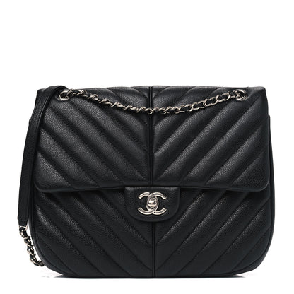 Chanel Caviar Chevron Quilted Small Puffy CC Flap Black 1 of 6