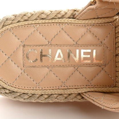 Chanel Cord Lambskin Quilted Logo Mules 35 Beige 9 of 13