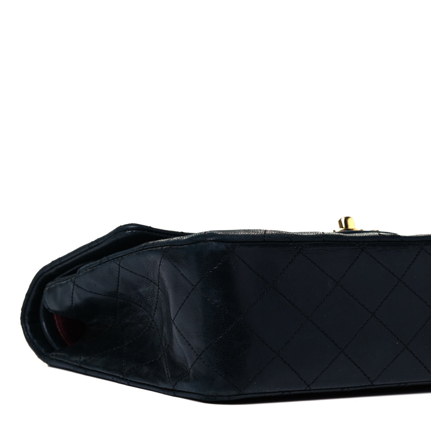 Lambskin Quilted Small Double Flap Navy