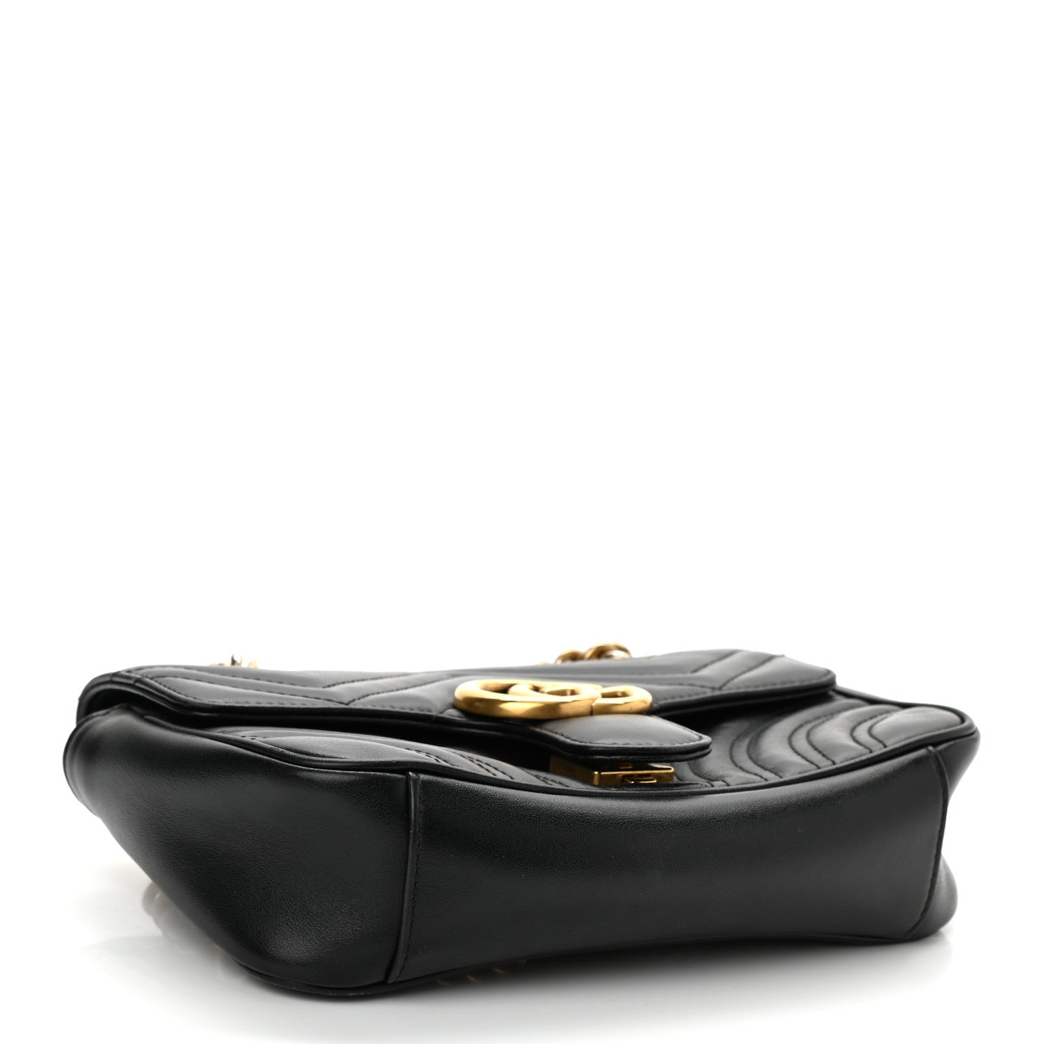 Gucci Calfskin Matelasse Mini GG Marmont Shoulder Bag Black 4 of 9