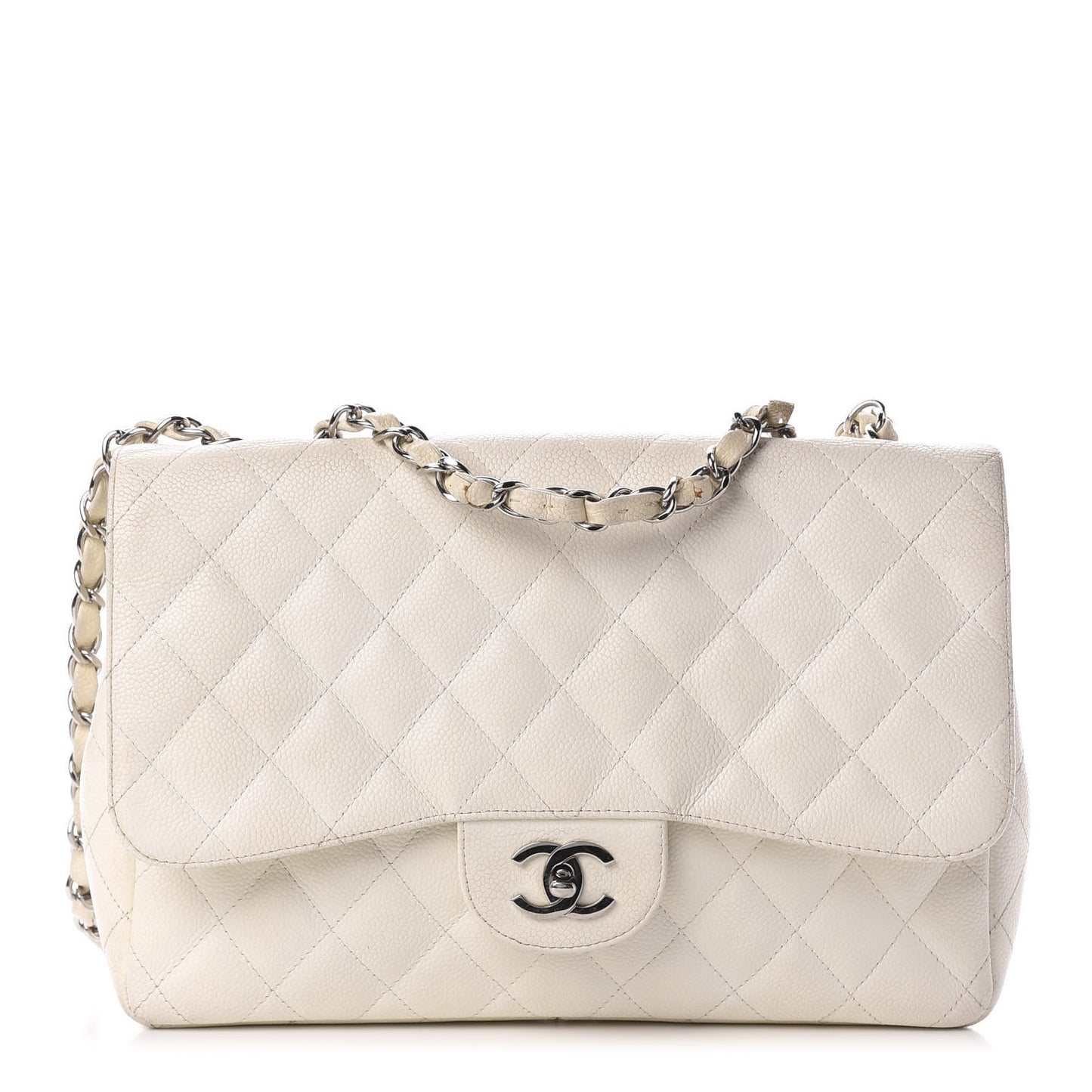 Caviar Quilted Jumbo Single Flap White