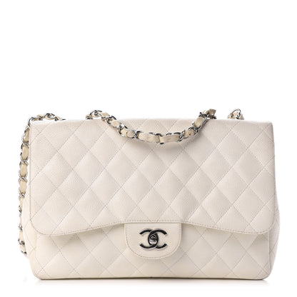Chanel Caviar Quilted Jumbo Single Flap White 1 of 13