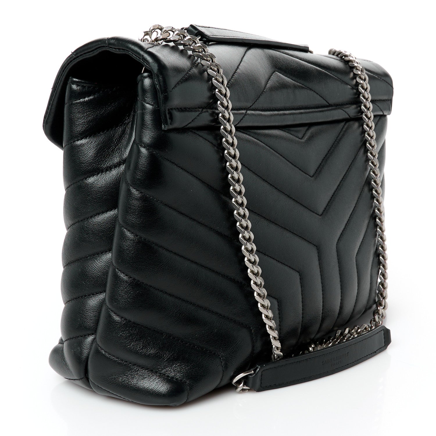 Saint Laurent Calfskin Y Quilted Monogram Medium Loulou Chain Satchel Black 3 of 11