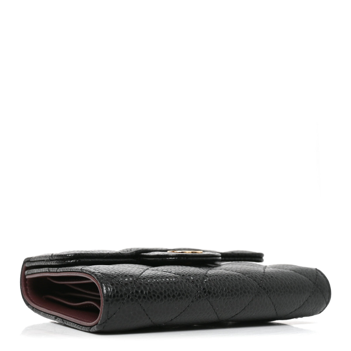 Caviar Quilted Compact Flap Wallet Black