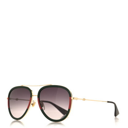 Gucci Web Aviator Sunglasses GG0062S Green Red 1 of 7