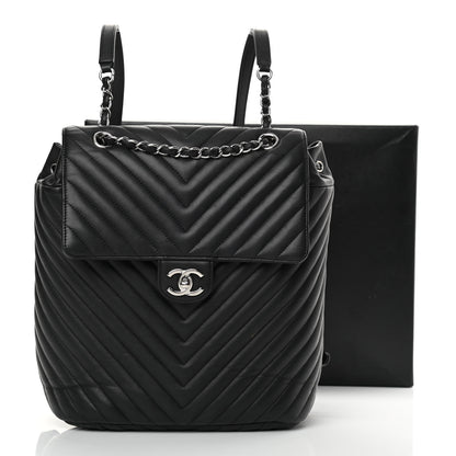 Chanel Calfskin Chevron Quilted Large Urban Spirit Backpack Black 16 of 16