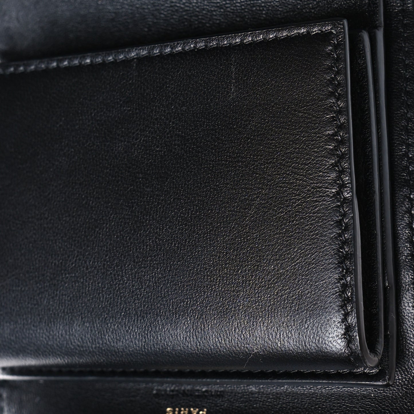 Grain De Poudre Matelasse Chevron Monogram Compact Tri Fold Wallet Black