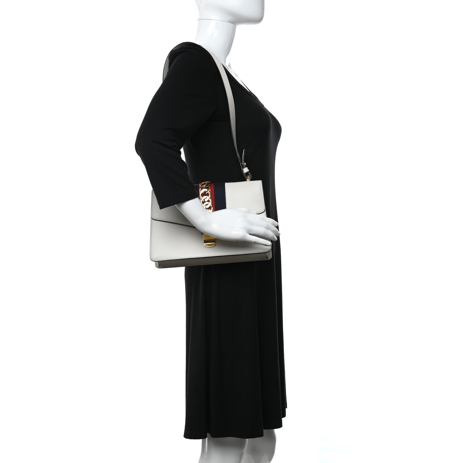 Gucci Calfskin Small Sylvie Shoulder Bag Off White 3 of 10