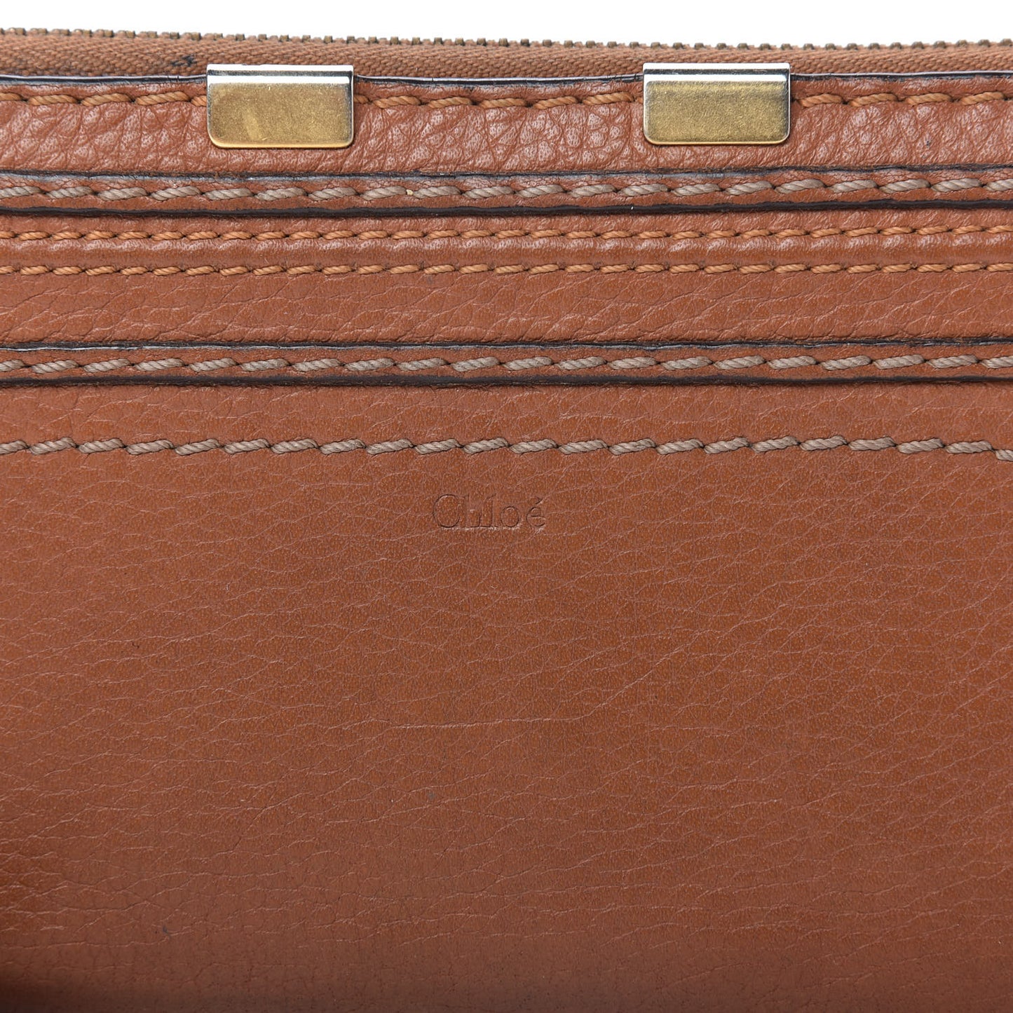 Grained Calfskin Marcie Long Zip Around Wallet Tan