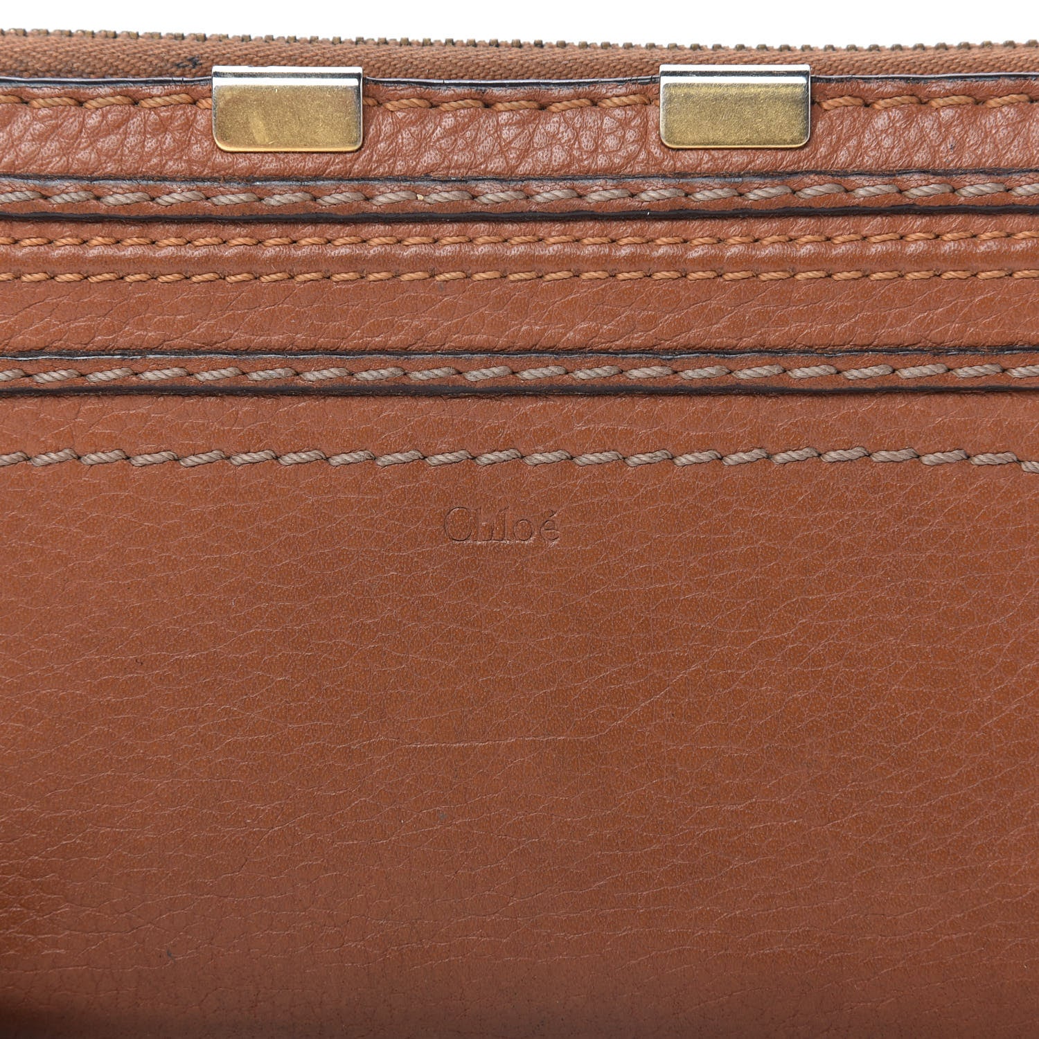 Chloe Grained Calfskin Marcie Long Zip Around Wallet Tan 11 of 13