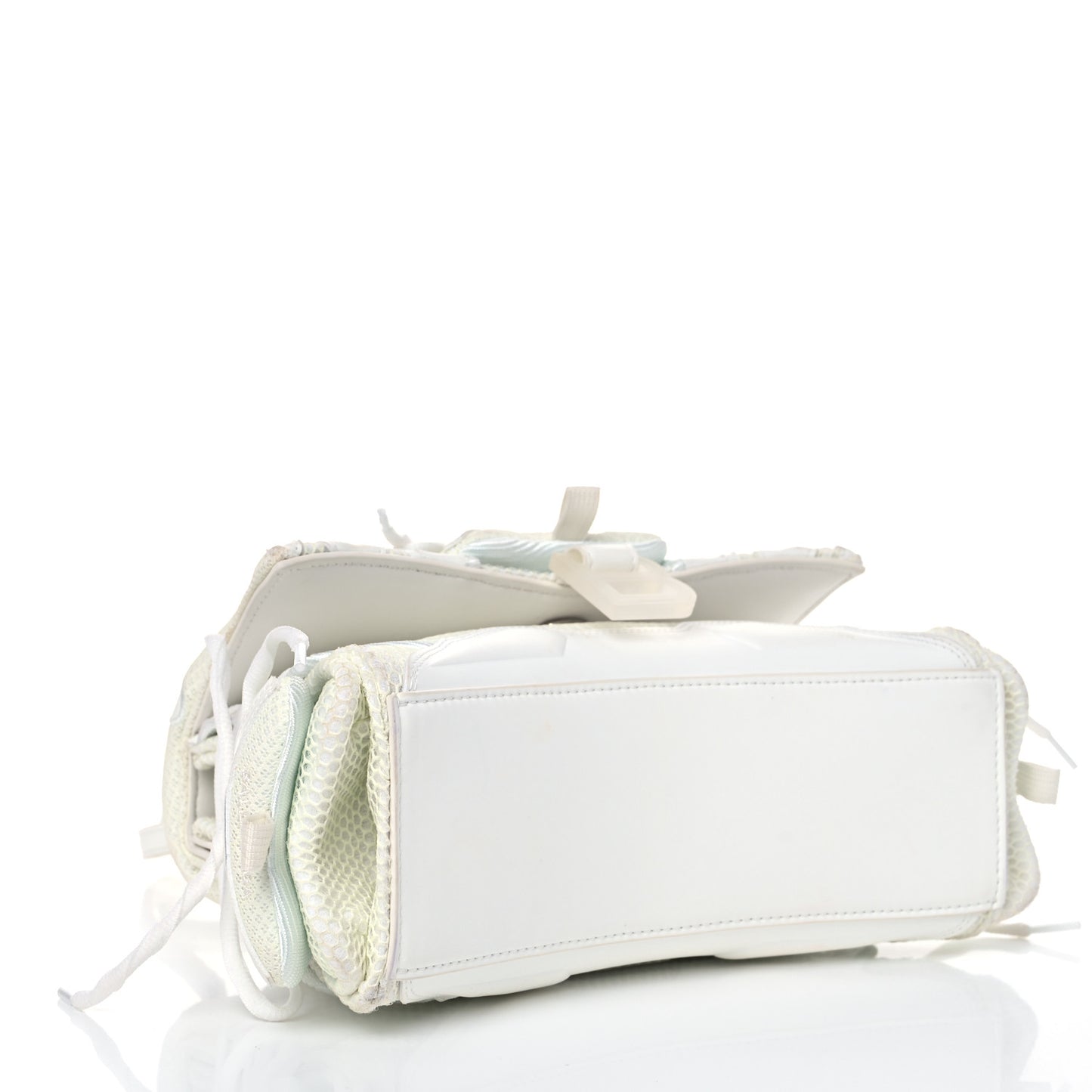 Faux Calfskin Fabric Glow In The Dark Small Sneakerhead Top Handle Bag White