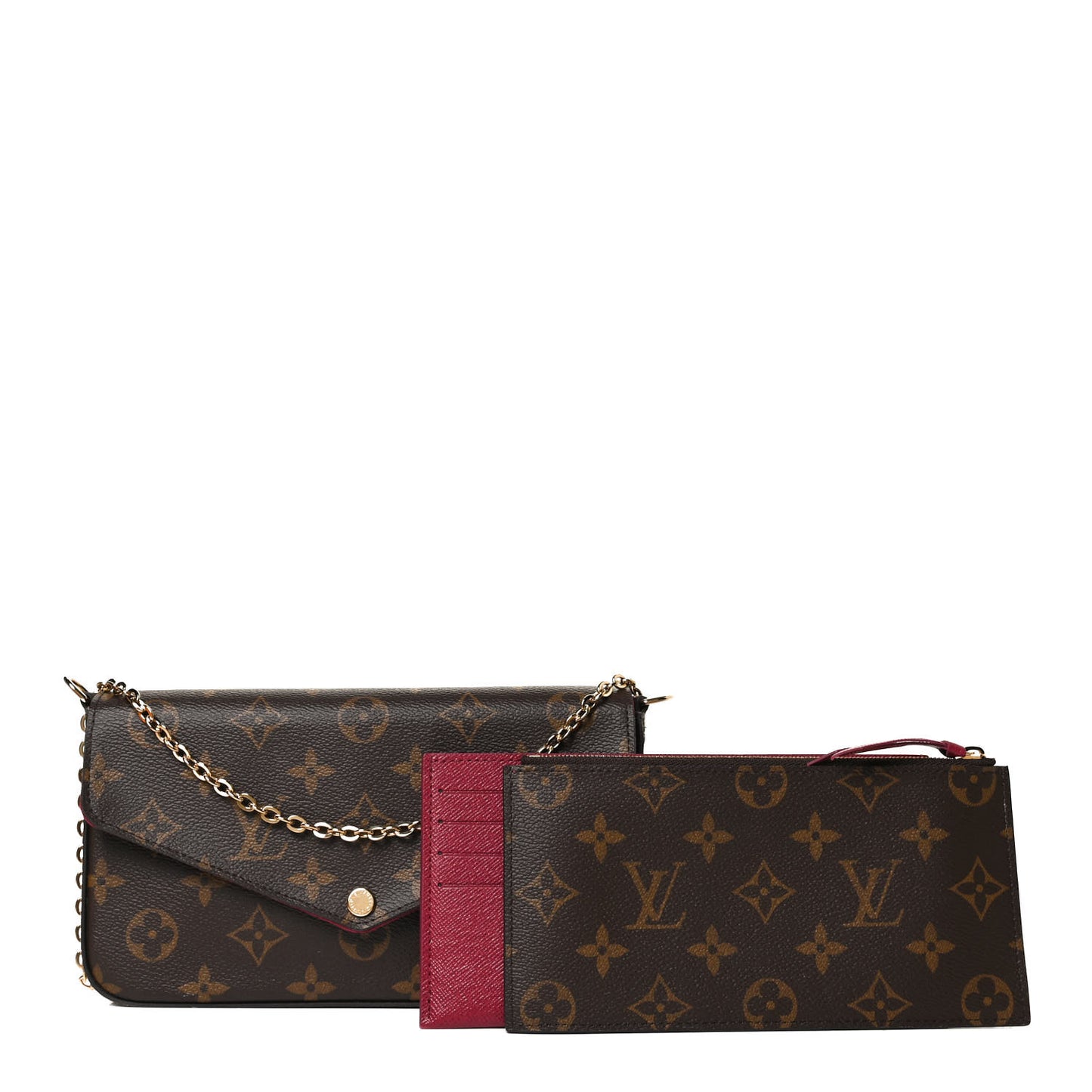 Monogram Pochette Felicie Chain Wallet Fuchsia