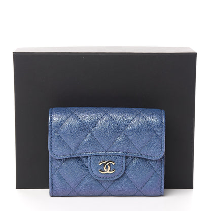 Chanel Iridescent Caviar Quilted Flap Card Holder Wallet Dark Blue 8 of 8