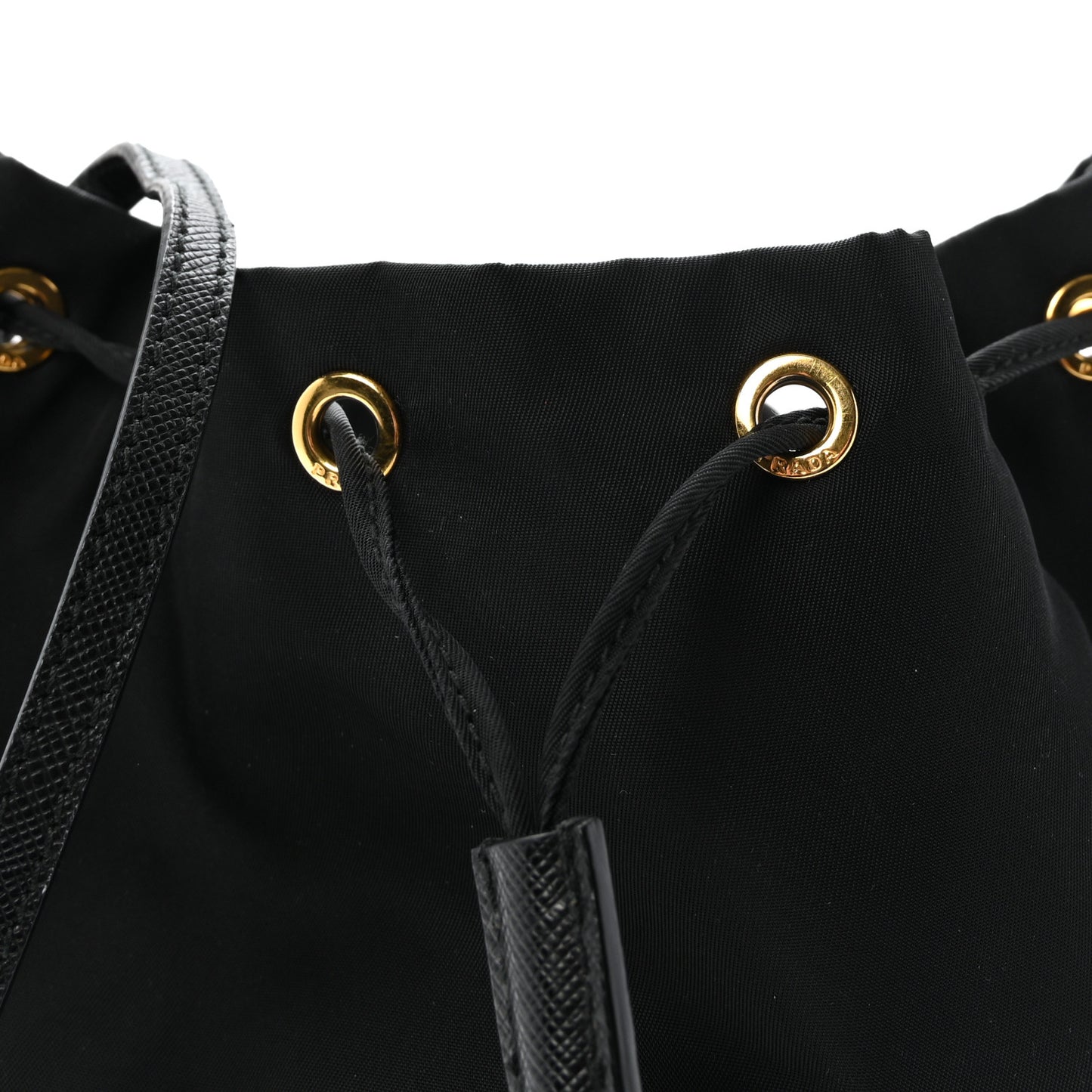 Saffiano Tessuto Nylon Mini Bucket Crossbody Bag Black