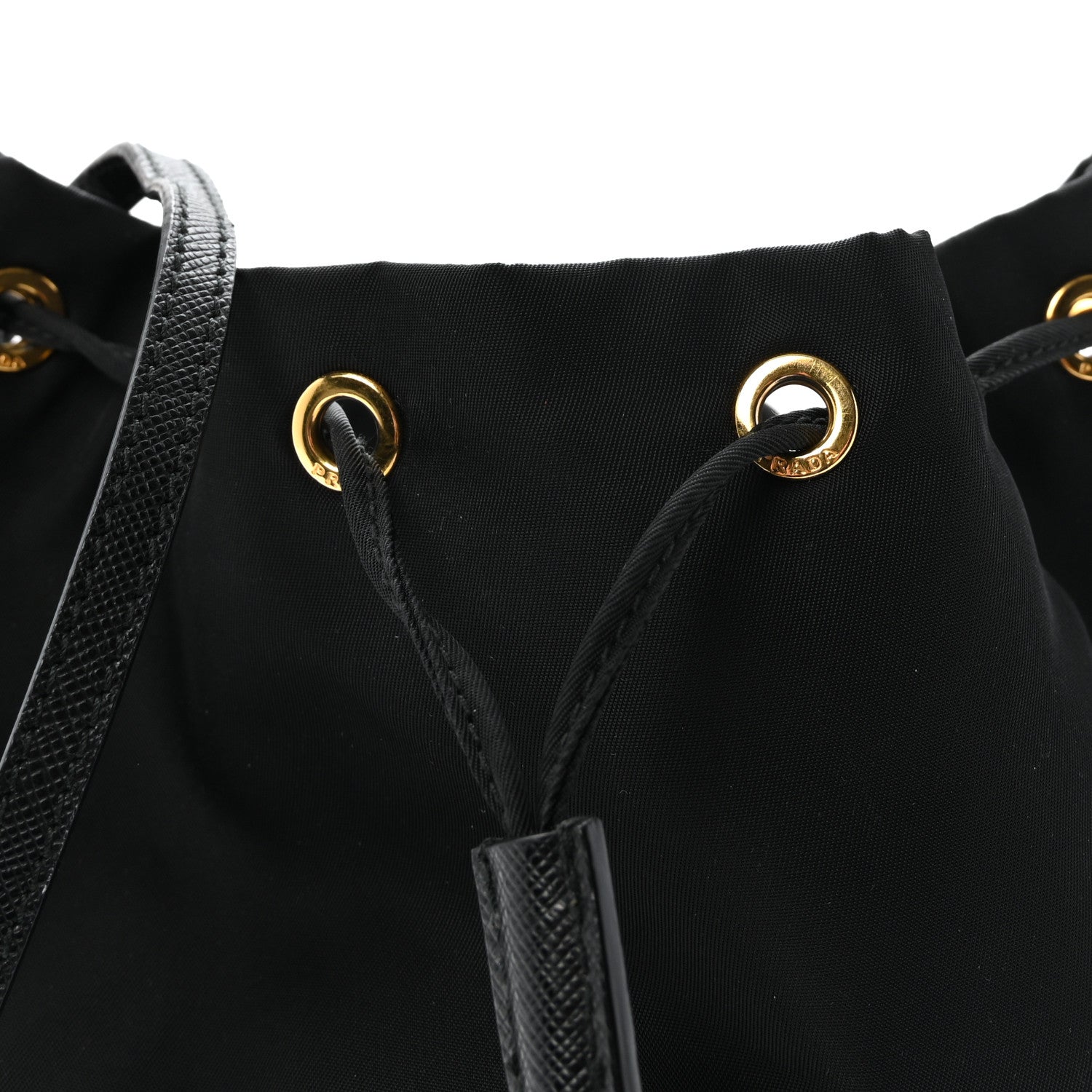 Prada Saffiano Tessuto Nylon Mini Bucket Crossbody Bag Black 7 of 9