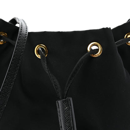 Prada Saffiano Tessuto Nylon Mini Bucket Crossbody Bag Black 7 of 9