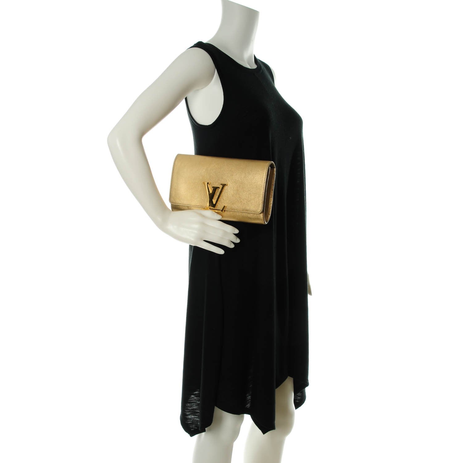 Louis Vuitton Metallic Calfskin Louise Clutch Gold 144458