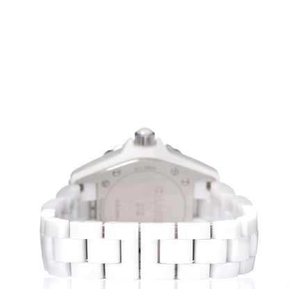 Chanel Stainless Steel Ceramic Diamond Mother of Pearl 33mm J12 Quartz Watch White 4 of 7