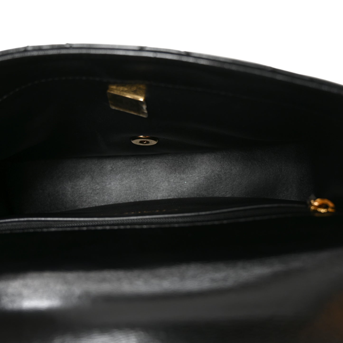 Shiny Lambskin Quilted Twisted Links Top Handle Flap Black