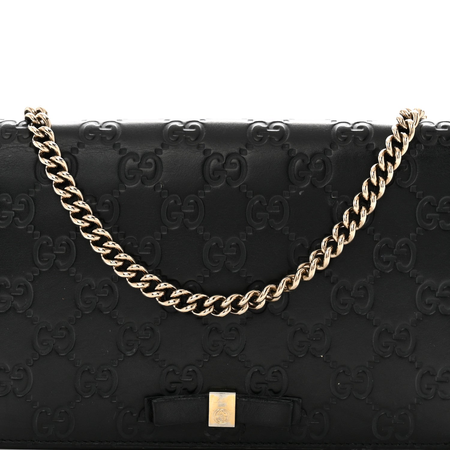 Gucci Guccissima Signature Bowy Chain Wallet Black 7 of 16