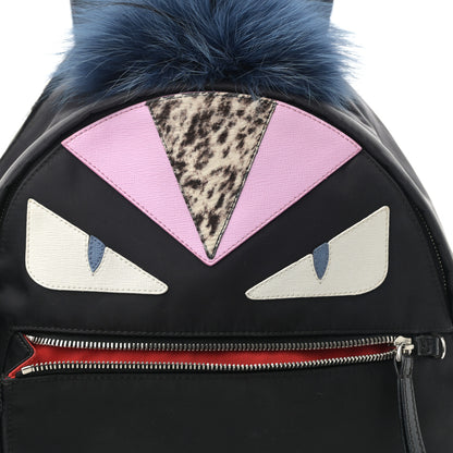 Fendi Nylon Vitello Fox Goat Fur Monster Eyes Mini Backpack Black Multicolor Sky 8 of 12