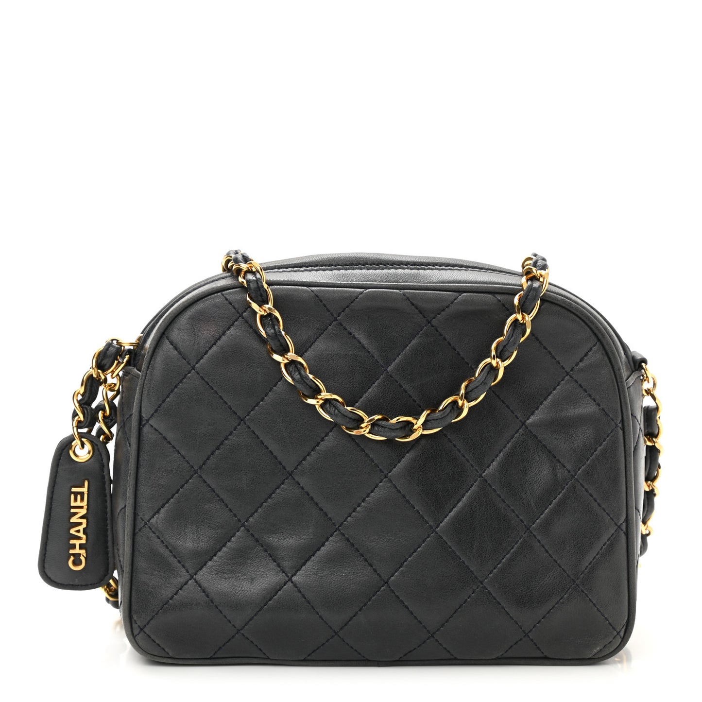 Lambskin Quilted Camera Case Black