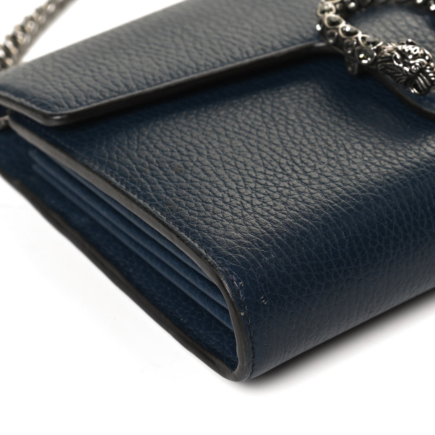 Gucci Dollar Calfskin Crystal Mini Dionysus Chain Wallet Blue Agata Black Diamond 11 of 12