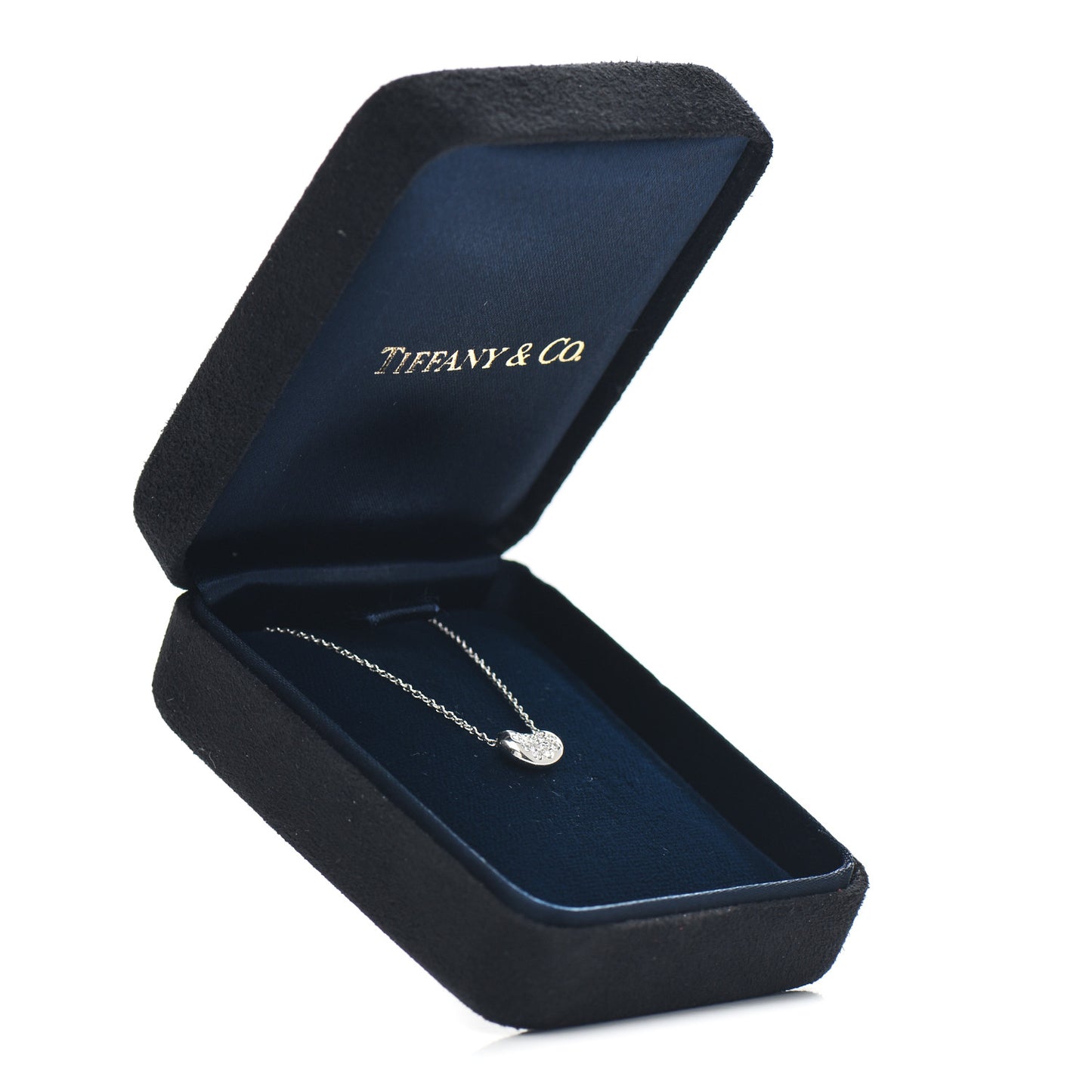 Platinum Diamond 9mm Elsa Peretti Bean Pendant Necklace