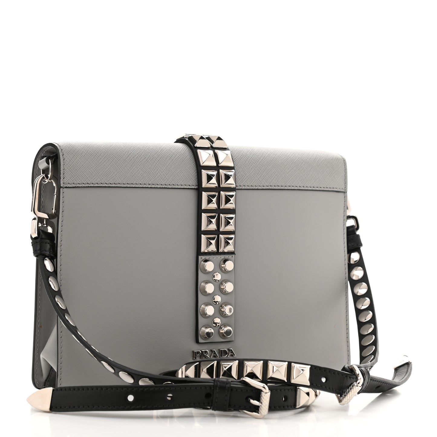Saffiano City Calfskin Studded Large Elektra Shoulder Bag Nube