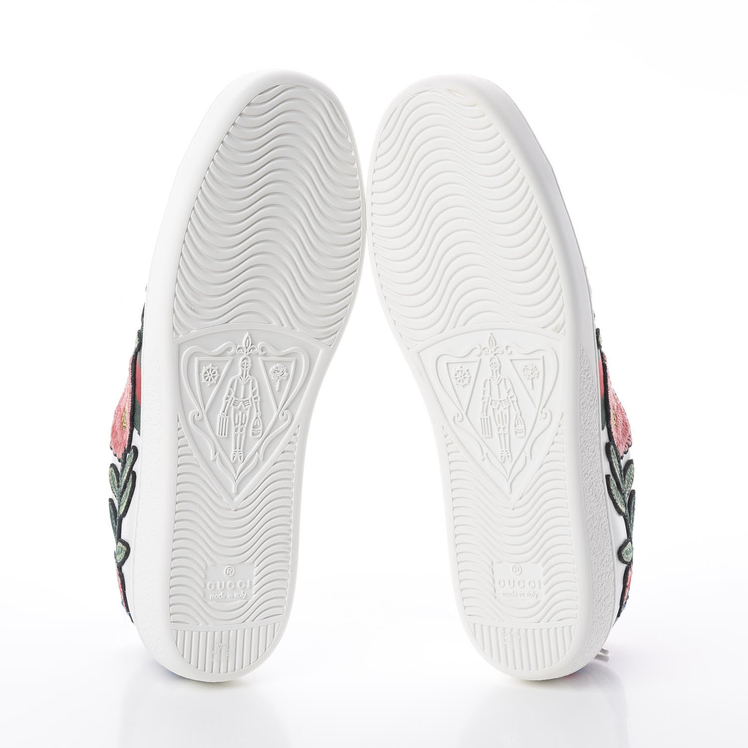 Gucci Calfskin Web Floral Embroidered Womens Ace Sneakers 37.5 White 5 of 7