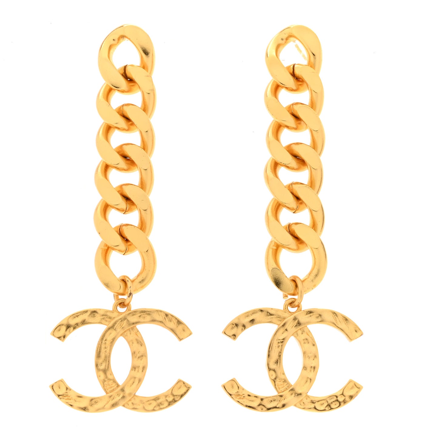 CC Drop Chain Drop Earrings Gold