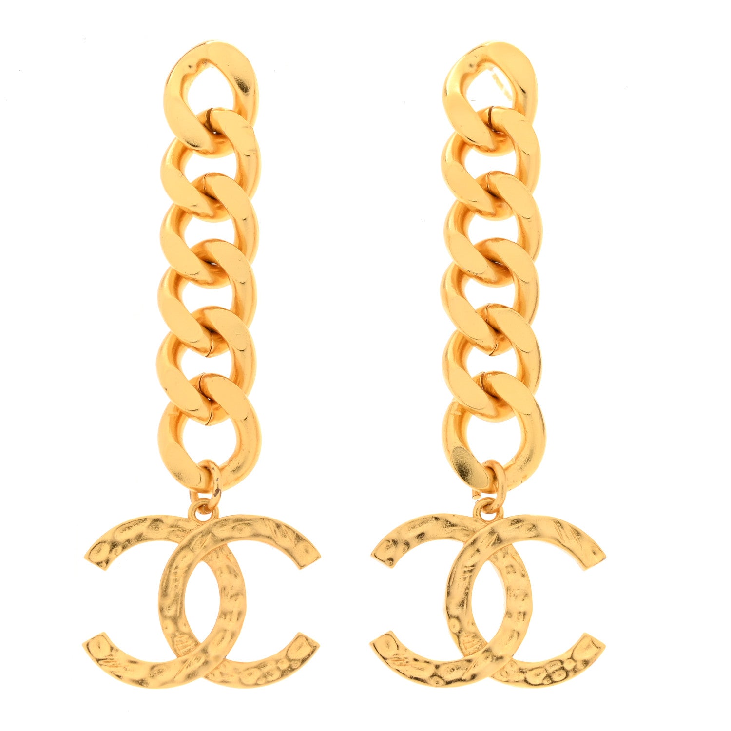 Chanel CC Drop Chain Drop Earrings Gold 1 of 6