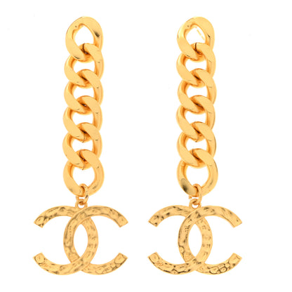 Chanel CC Drop Chain Drop Earrings Gold 1 of 6