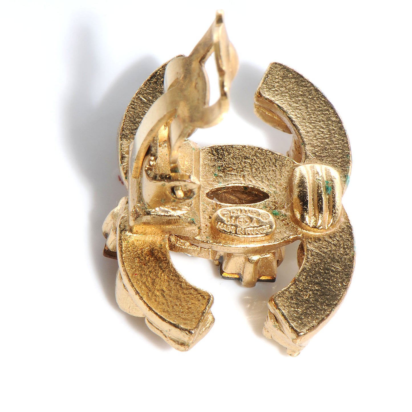 Gold CC Clip On Earrings