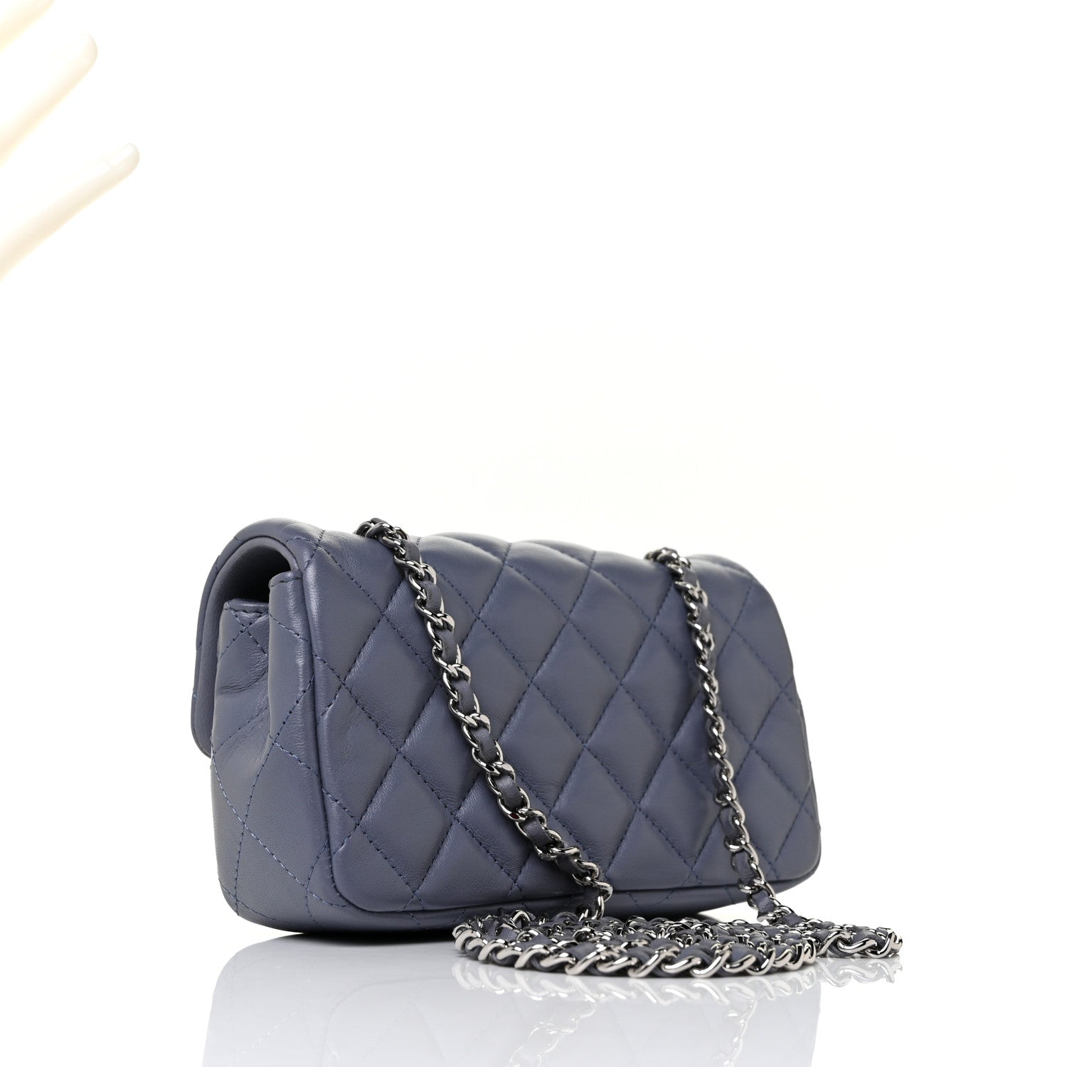 Chanel Lambskin Quilted Extra Mini Rectangular Flap Blue 2 of 9