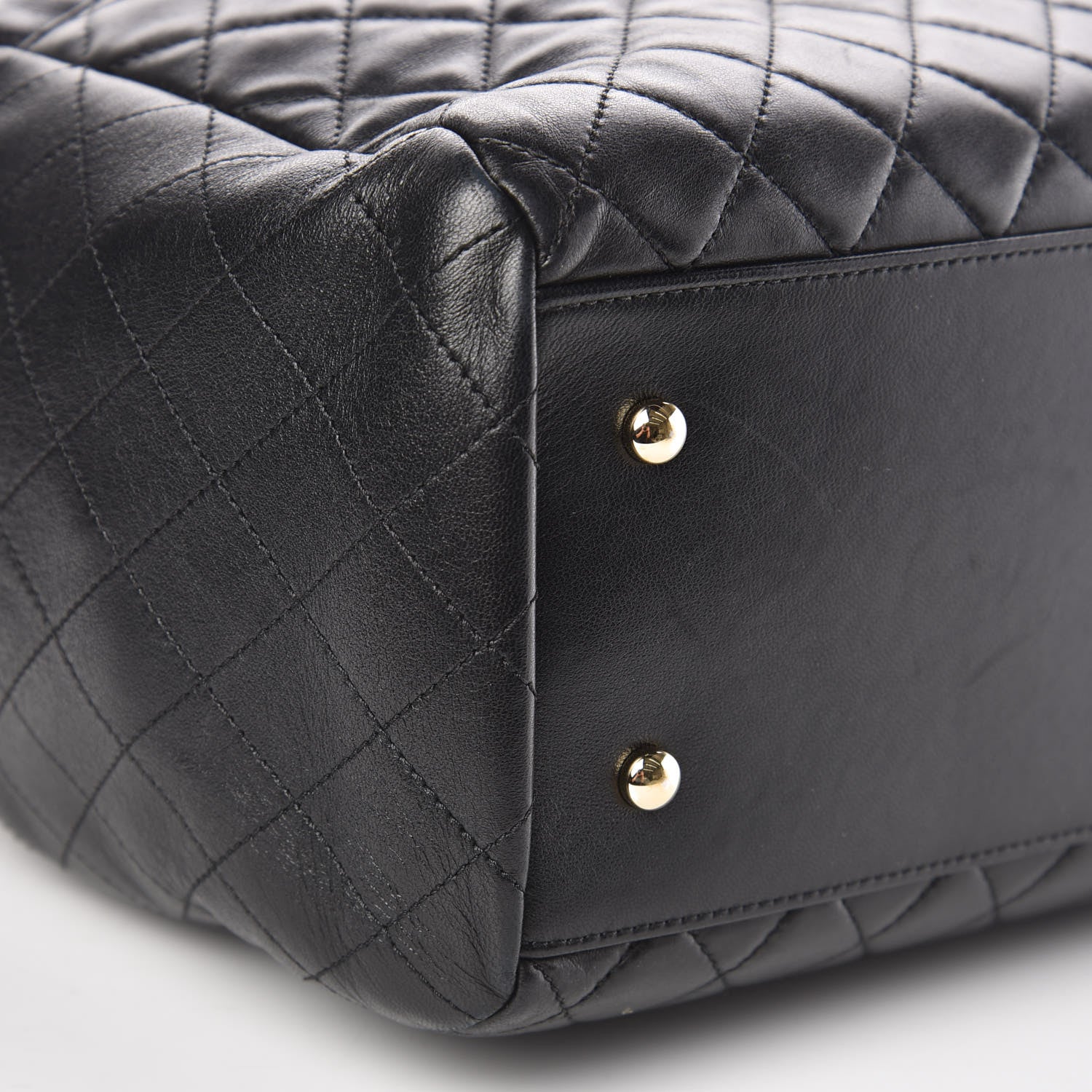 Chanel Lambskin Quilted Large Drawstring Bag Black 8 of 10