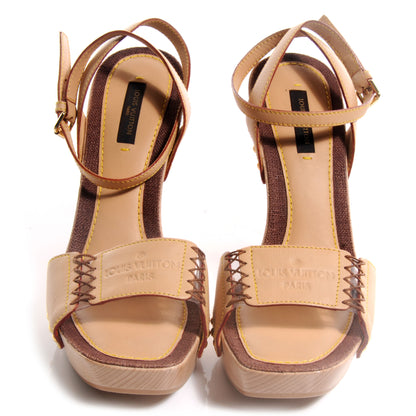 Louis Vuitton Wooden Leather Sandals 36.5 2 of 7