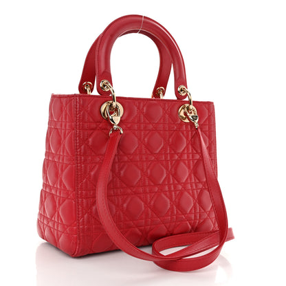 Christian Dior Lambskin Cannage Medium Lady Dior Red 3 of 12